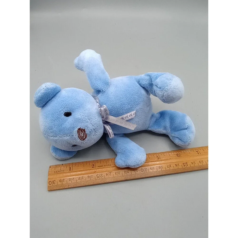 Carter's Classics Baby Blue Teddy Bear Rattle Plush Infant Toy Prestige Toys - Picture 11 of 11